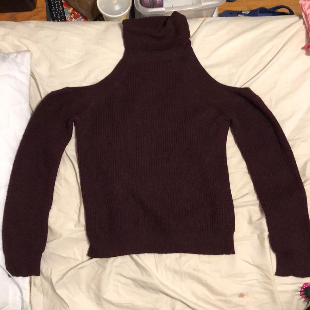 Turtleneck Sweater with Shoulder Cutouts